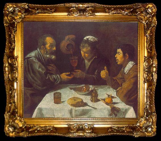 framed  VELAZQUEZ, Diego Rodriguez de Silva y Peasants at the Table (El Almuerzo) r, ta009-2
